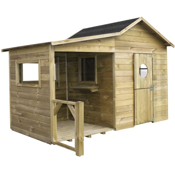 Legehus Ella med terrasse, kbmandsdisk og bnk  et hyggeligt samlingspunkt i haven 1,54m2 + 1,39m2