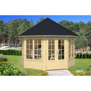 Espergrde 8-kantet pavillon i ubehandlet tr p 9,3m2