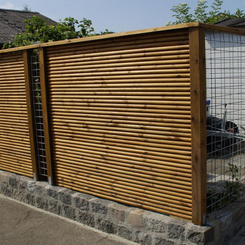 FT systemhegn rafteprofil med systemstopler i tr - Slvklasse