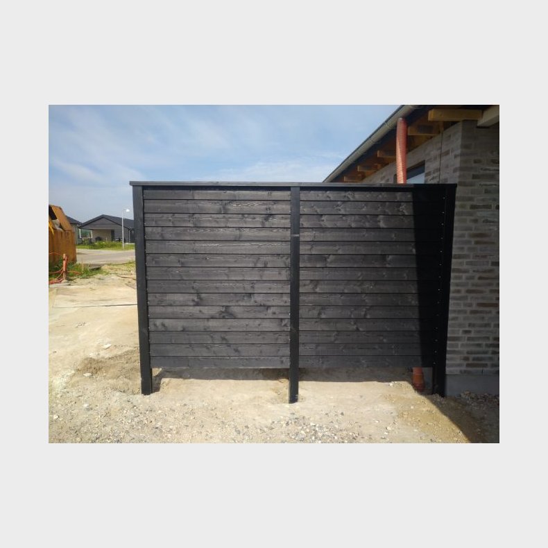 FT systemhegn i dobbeltklink profil med systemstolper i tr - Slvklasse