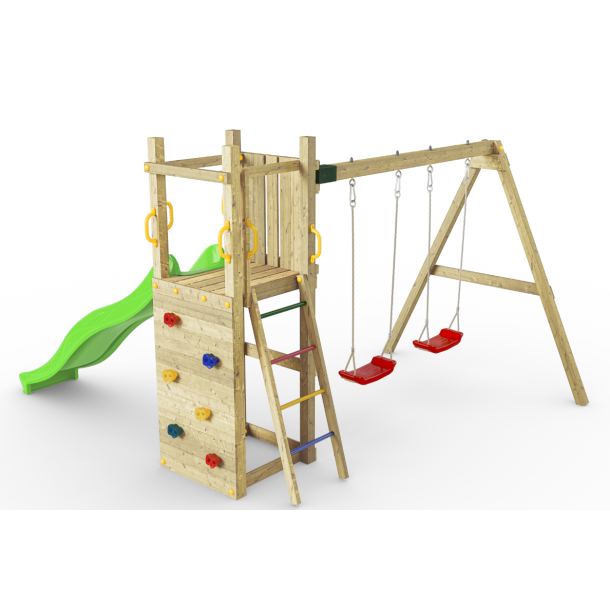 Funky model 3 legetrn med 2 gyngesde i trykimprgneret