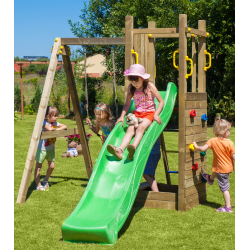 Funky model 3 legetrn med sandkasse og 1 gyngesde i trykimprgneret