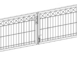 Dobbeltlåge X i sort 300x100cm inkl. Stolper model Gilleleje