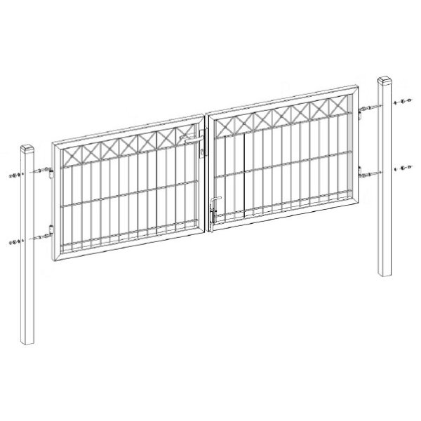 Dobbeltlåge X i sort 300x100cm inkl. Stolper model Gilleleje