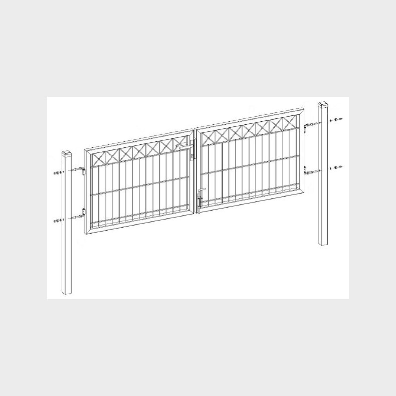 Sort dobbeltlge med X dekoration 300x100cm - model Gilleleje