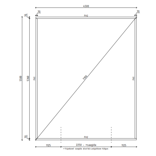 Gram garage med 40mm godstykkelse p 24,7m2 i ubehandlet tr