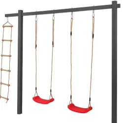 Gyngestativ i stl med 2 gynger og klatrestige  solid kvalitet i stilrent design