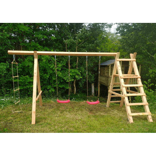 Gyngestativ Harry i lrketr med rutsjebane, klatrereb og gynger