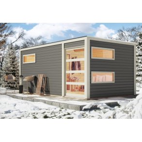 Helsinki saunahytte med forrum � 14 m� luksus og velv�re i haven