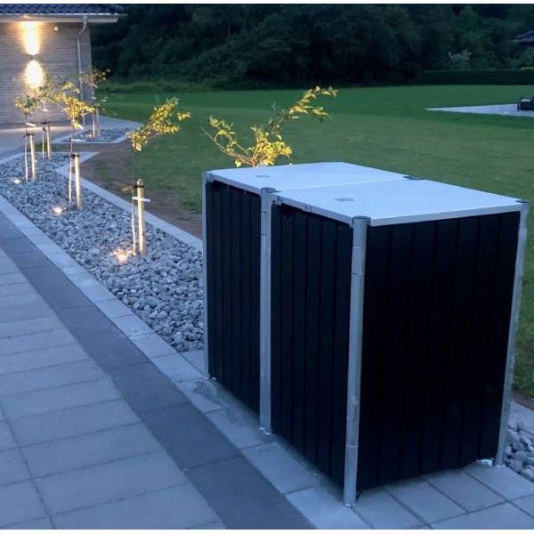 Hide Wood Black skraldespandsskjuler til 2 x 240L &#150; elegant og praktisk affaldslsning