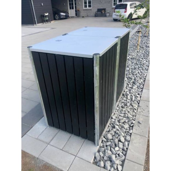 Hide Wood Black skraldespandsskjuler til 2 x 240L &#150; elegant og praktisk affaldslsning