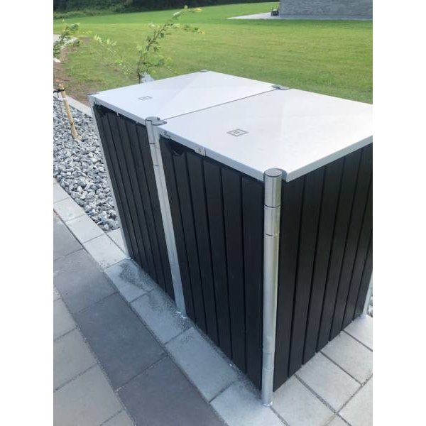 Hide Wood Black skraldespandsskjuler til 2 x 240L &#150; elegant og praktisk affaldslsning