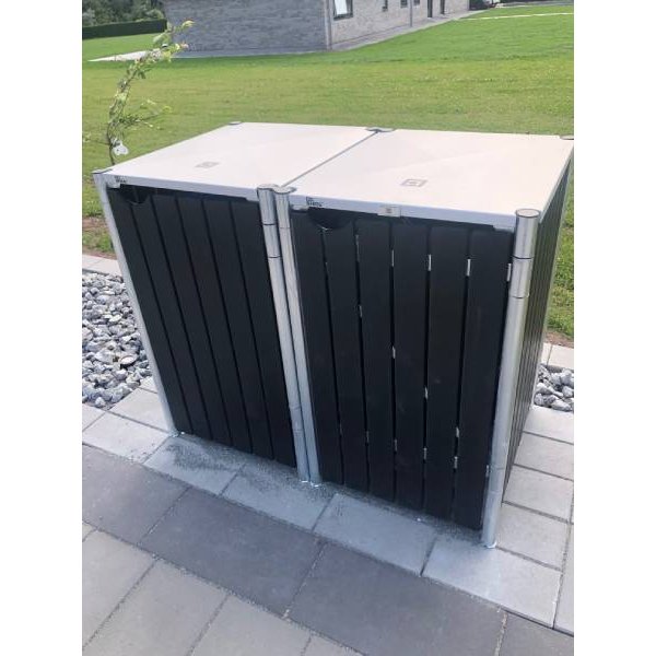 Hide Wood Black skraldespandsskjuler til 2 x 240L &#150; elegant og praktisk affaldslsning