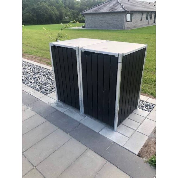 Hide Wood Black skraldespandsskjuler til 2 x 240L &#150; elegant og praktisk affaldslsning