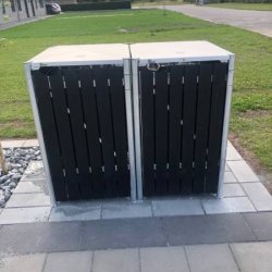 Hide Wood Black skraldespandsskjuler til 2 x 240L &#150; elegant og praktisk affaldslsning