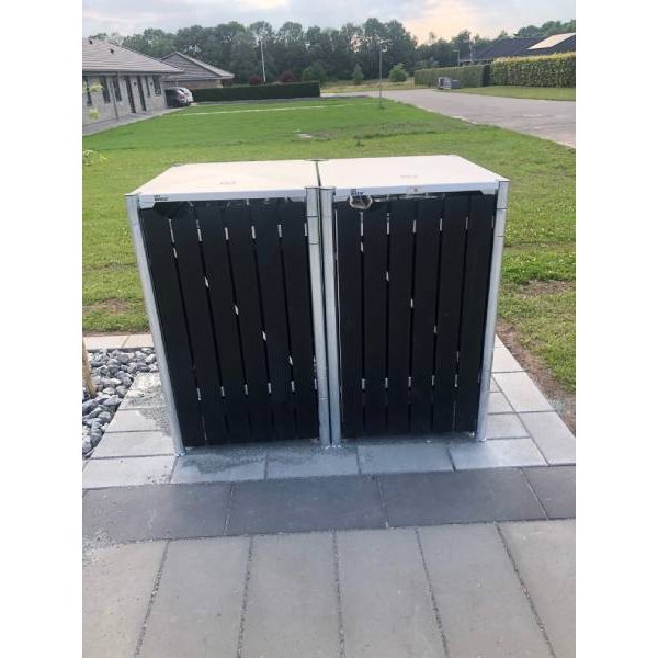 Hide Wood Black skraldespandsskjuler til 2 x 240L &#150; elegant og praktisk affaldslsning