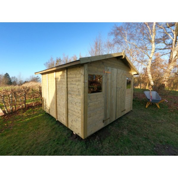 Hjemsted Premium 30x30 redskabsskur i trykimprgneret tr p 9m2