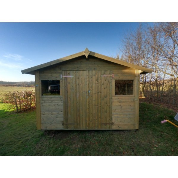 Hjemsted Premium 30x30 redskabsskur i trykimprgneret tr p 9m2