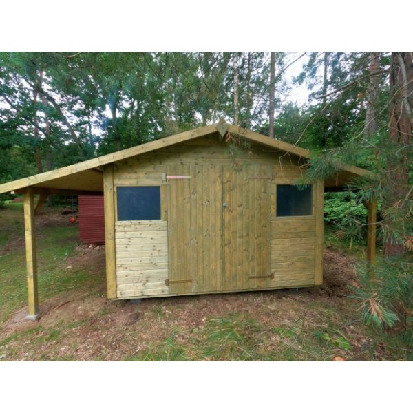Hjemsted Premium 30x30 redskabsskur i trykimprgneret tr p 9m2