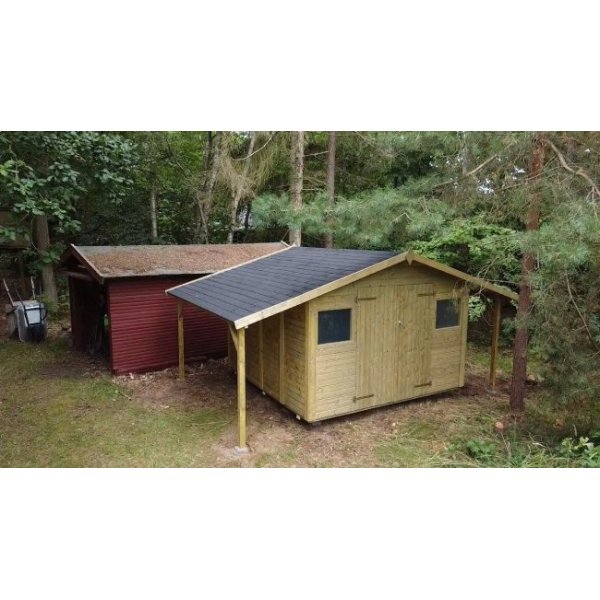 Hjemsted Premium 30x30 redskabsskur i trykimprgneret tr p 9m2