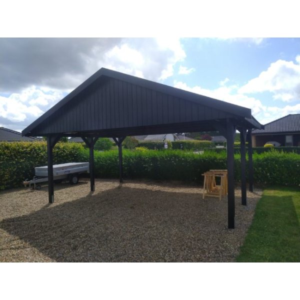 Platinklasse: Hjemsted Premium dobbeltcarport med saddeltag model "Ib" 620x500cm (BxL)