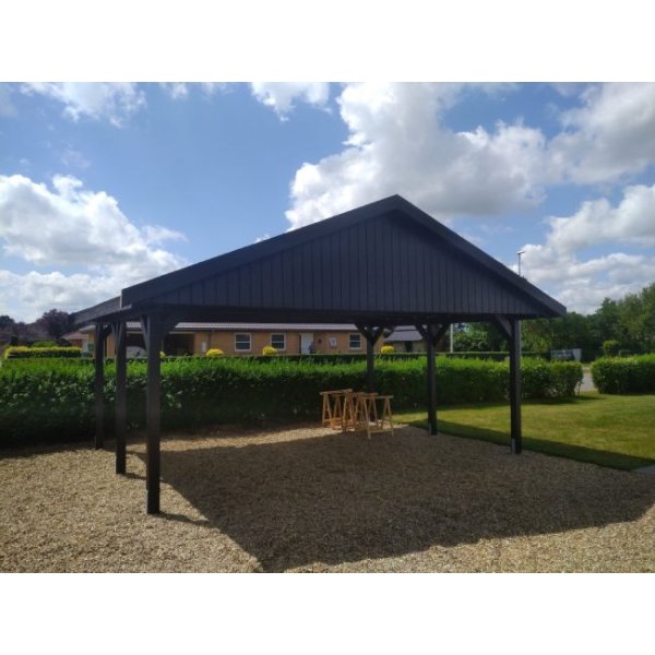 Platinklasse: Hjemsted Premium dobbeltcarport med saddeltag model "Ib" 620x500cm (BxL)