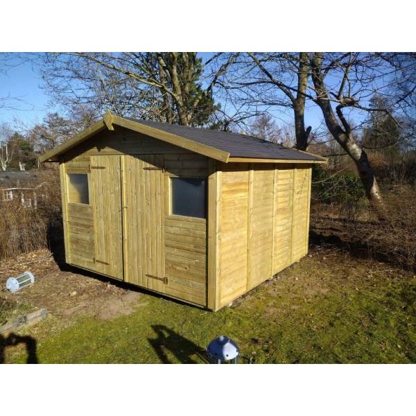 Hjemsted Premium 30x30 redskabsskur i trykimprgneret tr p 9m2