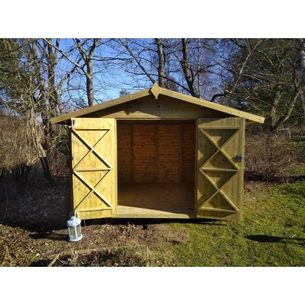Hjemsted Premium 30x30 redskabsskur i trykimprgneret tr p 9m2
