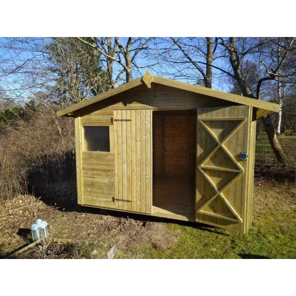 Hjemsted Premium 30x30 redskabsskur i trykimprgneret tr p 9m2