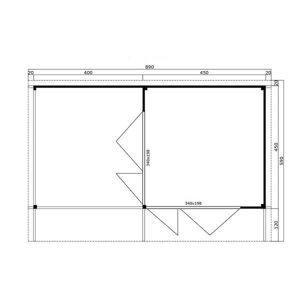 Hjemsted Eksklusiv XL anneks/havehus model 12 i ubehandlet p 19m2 + udhng