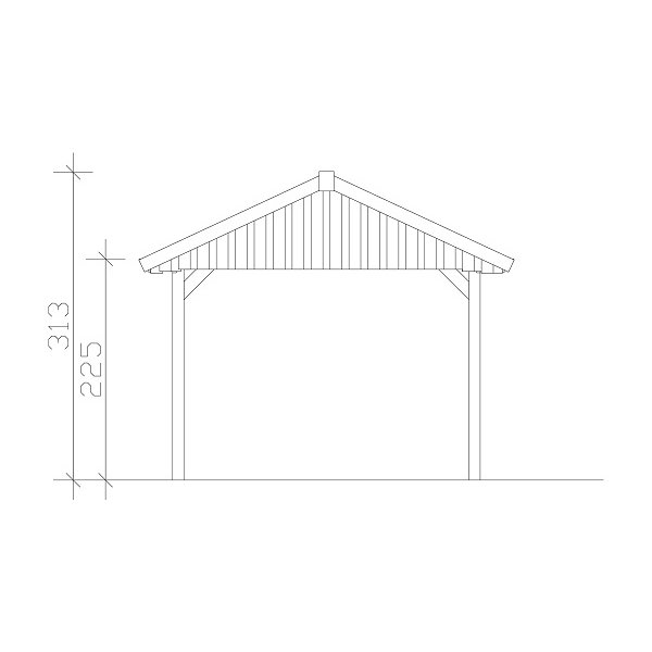 Platinklasse: Hjemsted Premium enkeltcarport med saddeltag 380x500cm (BxL)