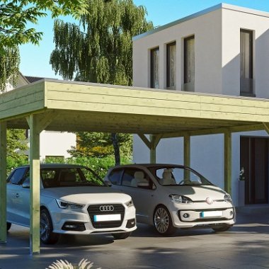 Hjemsted Premium dobbeltcarport med fladt tag 557x555cm (BxL) (carport model)