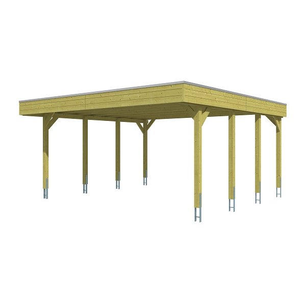 Platinklasse: Hjemsted Premium dobbeltcarport med fladt tag 557x555cm (BxL)