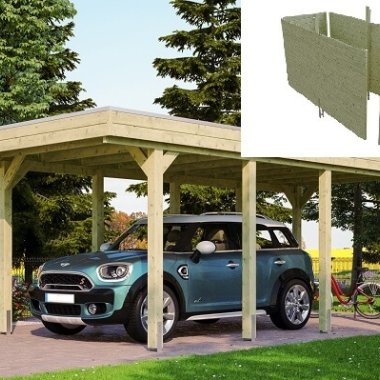 Hjemsted Premium enkeltcarport med fladt tag og redskabsrum 314x708cm (BxL) (carport model)