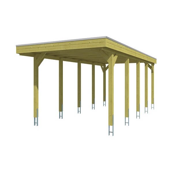 Platinklasse: Hjemsted Premium enkeltcarport med fladt tag og redskabsrum 314x708cm (BxL)