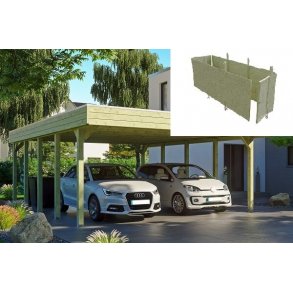 Platinklasse: Hjemsted Premium dobbeltcarport med fladt tag og redskabsrum 557x708cm (BxL)