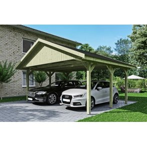Platinklasse: Hjemsted Premium dobbeltcarport med saddeltag model 