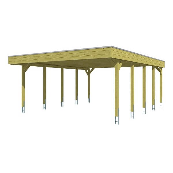 Platinklasse: Hjemsted Premium dobbeltcarport med fladt tag og redskabsrum 557x708cm (BxL)