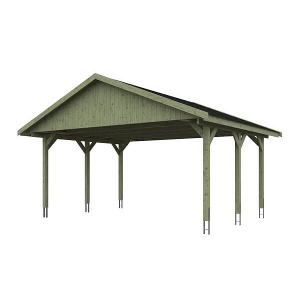 Platinklasse: Hjemsted Premium dobbeltcarport med saddeltag model "Ib" 620x500cm (BxL)
