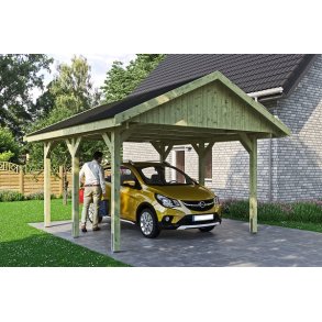 Platinklasse: Hjemsted Premium XL enkeltcarport med saddeltag model 