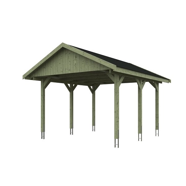 Platinklasse: Hjemsted Premium XL enkeltcarport med saddeltag model "Ivan" 430x500cm (BxL)