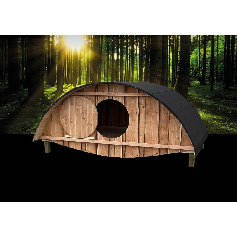 Hobbit shelter i lrketr med skydelge