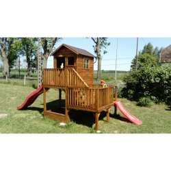 Holger legehus p stolper med platforme og sandkasse &#150; et legehus fyldt med muligheder