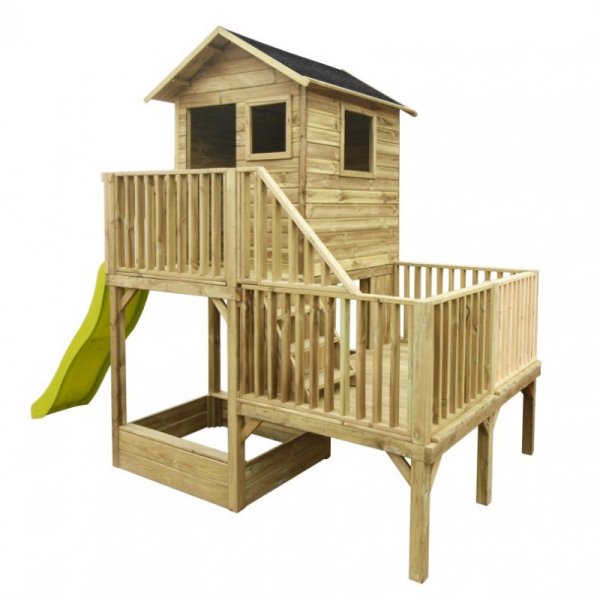 Holger legehus p stolper med platforme og sandkasse &#150; et legehus fyldt med muligheder