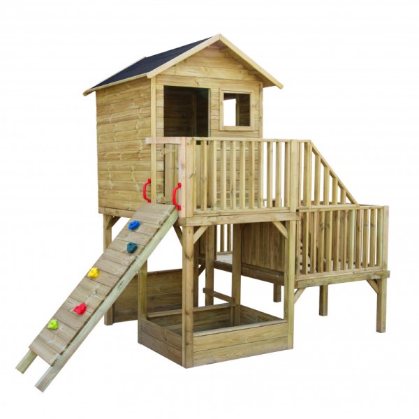 Holger legehus p stolper med platforme og sandkasse &#150; et legehus fyldt med muligheder