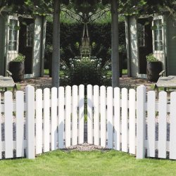 Skagen stakit dobbeltlge i grundmalet gr/hvid model "Holsten" 300x80cm (BxH)