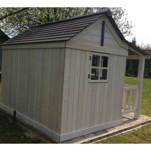 Legehus Ida  klassisk trlegehus i nordisk design gr og hvid