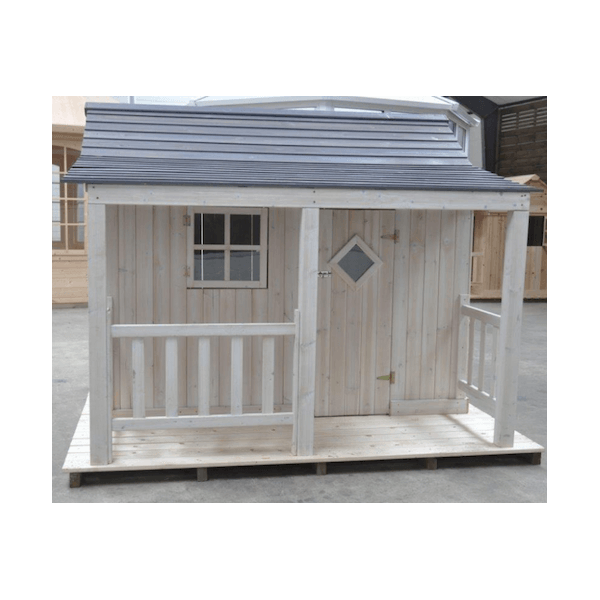 Legehus Ida  klassisk trlegehus i nordisk design gr og hvid