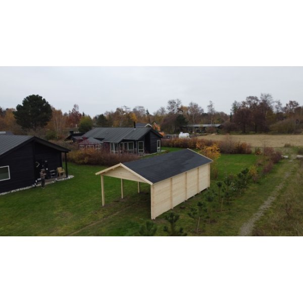 Ikast carport med 7,6m2 skur (44mm godstykkelse)