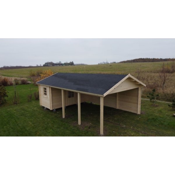 Ikast carport med 7,6m2 skur (44mm godstykkelse)